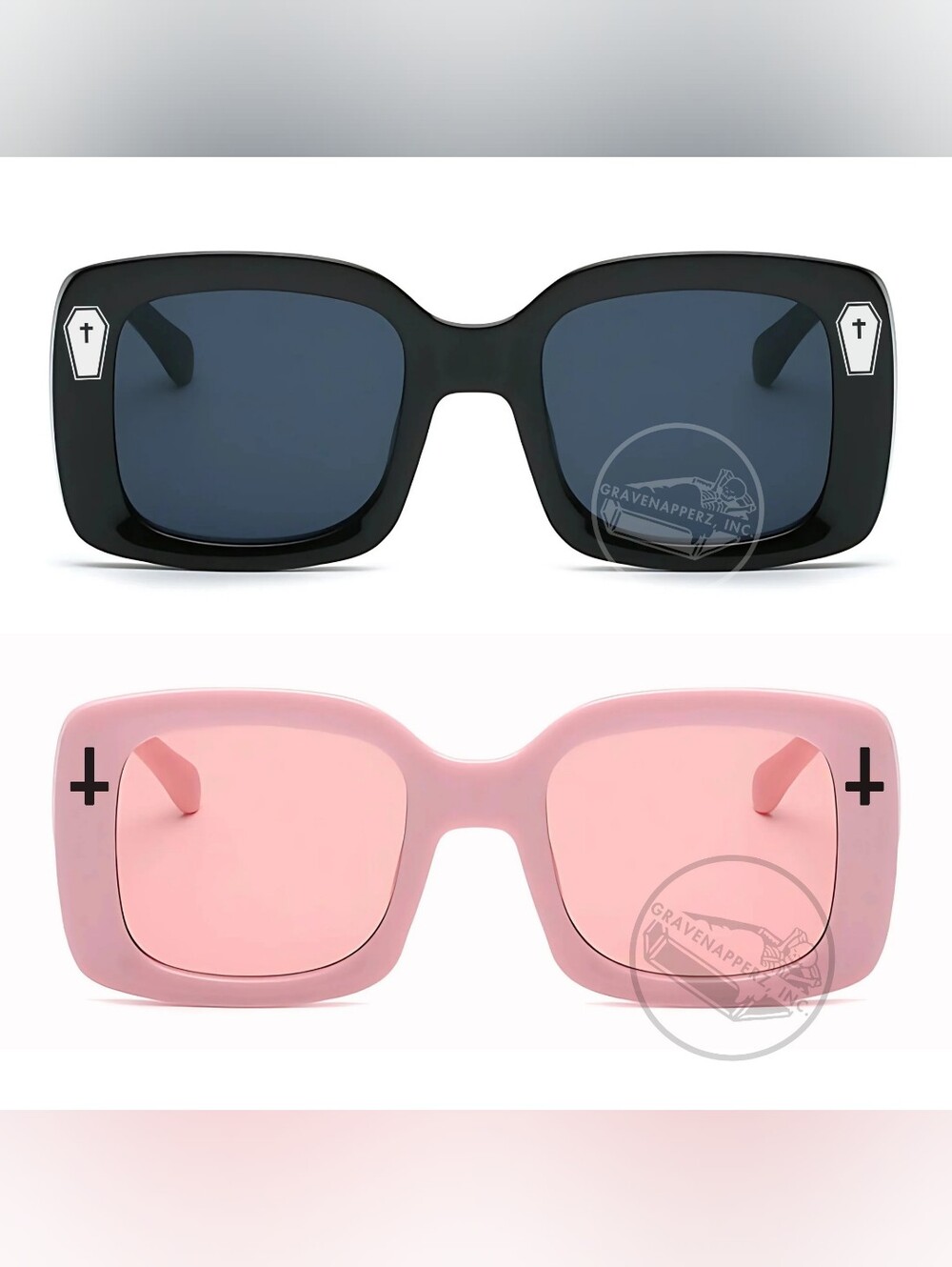 Handmade Bubblegum Goth Oversized Sunglasses Customizable OOAK UV400 Rated
